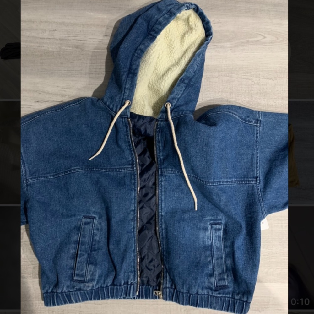 Pac sun cropped jean jacket hoodie